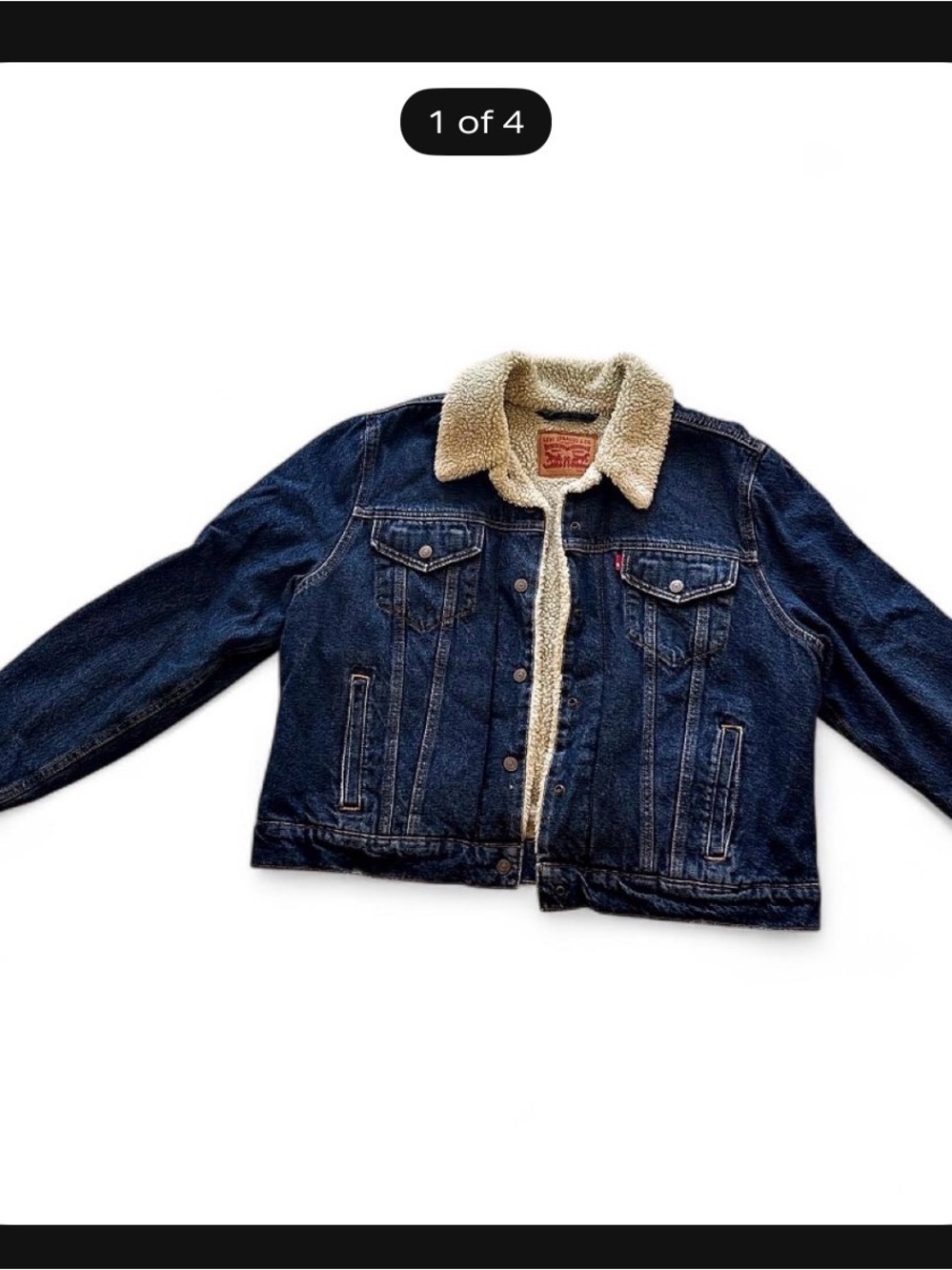 Levi's Unisex Adult Dark Blue Denim Jacket with Cream Sherpa lining